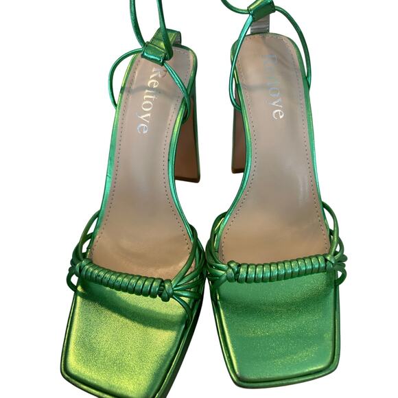 Reitoye Women's Green Gladiator Platform Sandals Size 7 Party/Cocktail - Picture 4 of 7